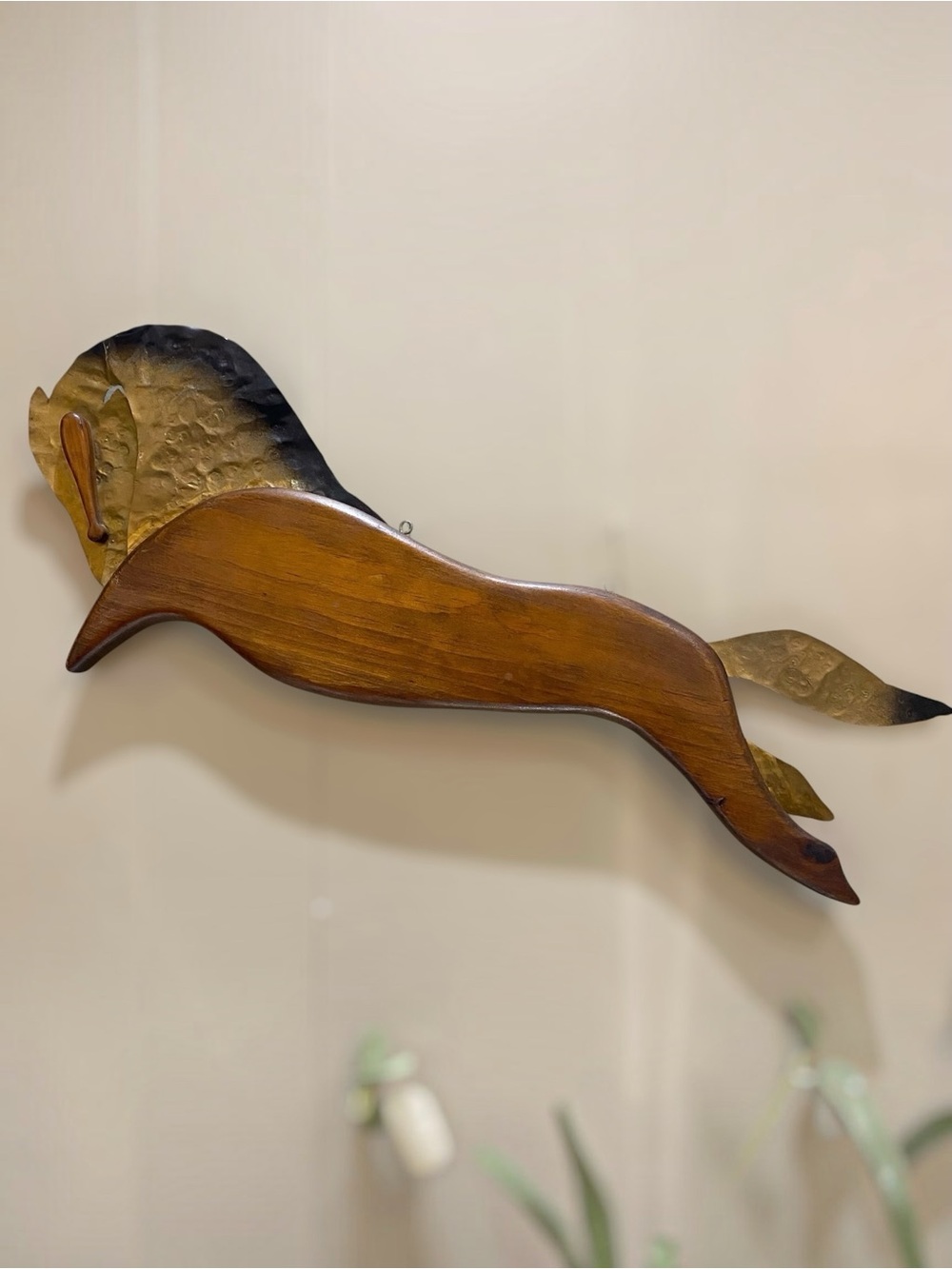 Vintage MCM Horse Wall Hanging Art Wood Metal Mid Century Modern Sculpture